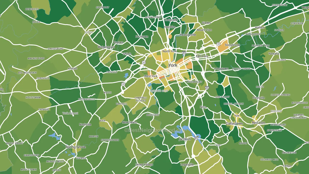 York County, PA block-group voter-turnout map