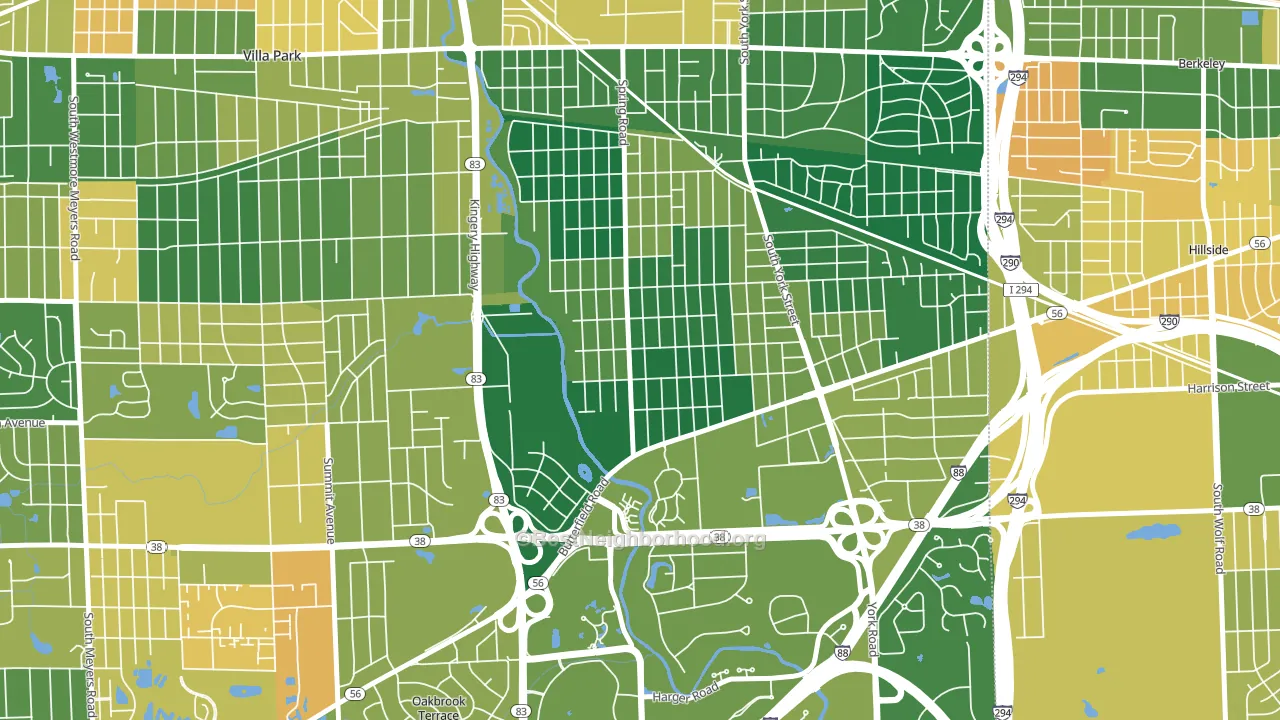 Yorkfield, Elmhurst, IL block-group voter-turnout map