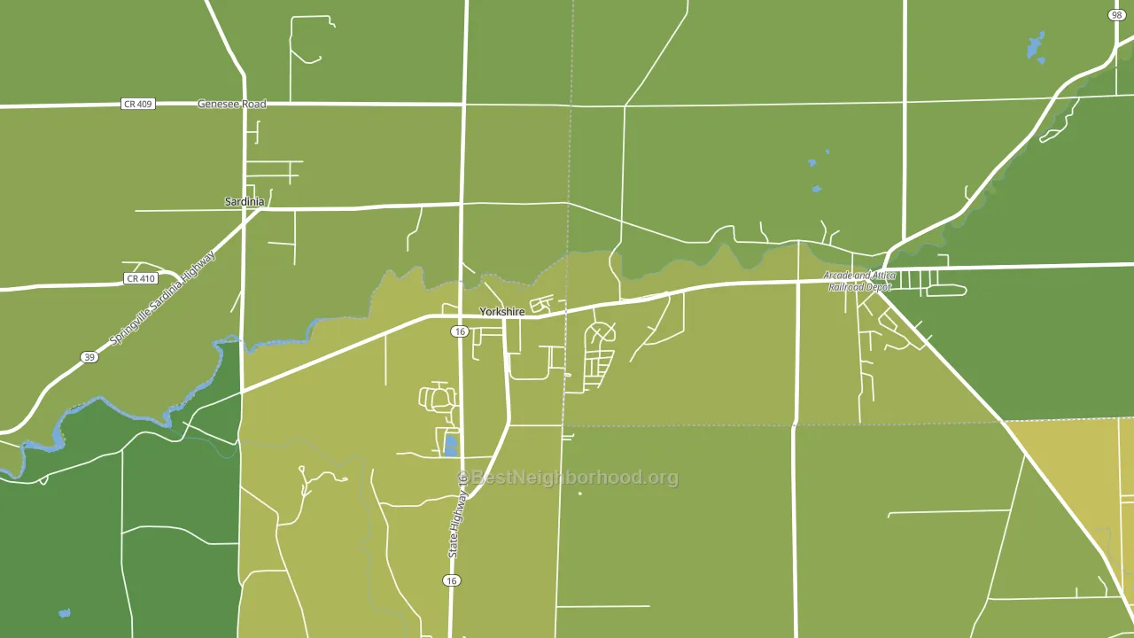 Yorkshire, NY block-group voter-turnout map