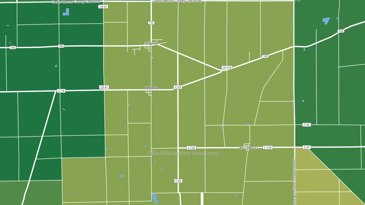 Yorkshire, OH block-group voter-turnout map