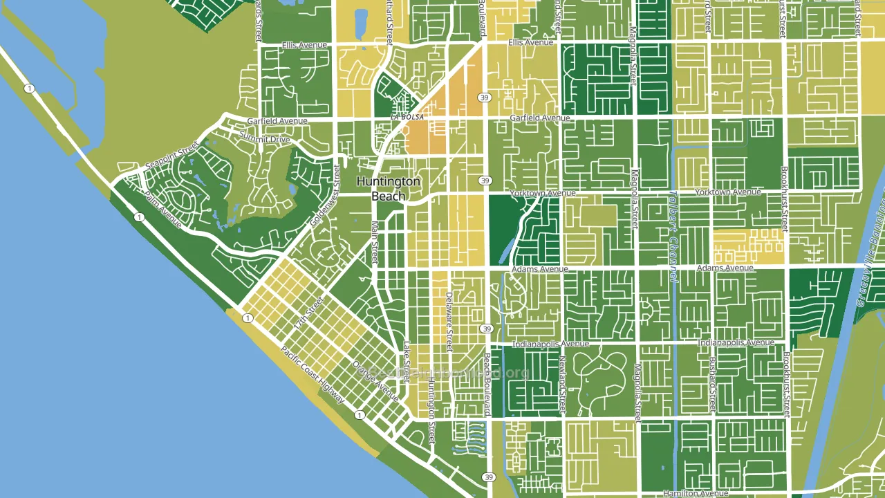 Yorktown, Huntington Beach, CA block-group voter-turnout map