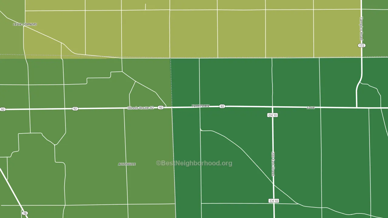 Yorktown, IL block-group voter-turnout map