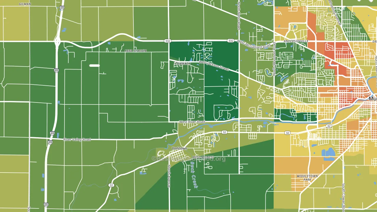 Yorktown, IN block-group voter-turnout map