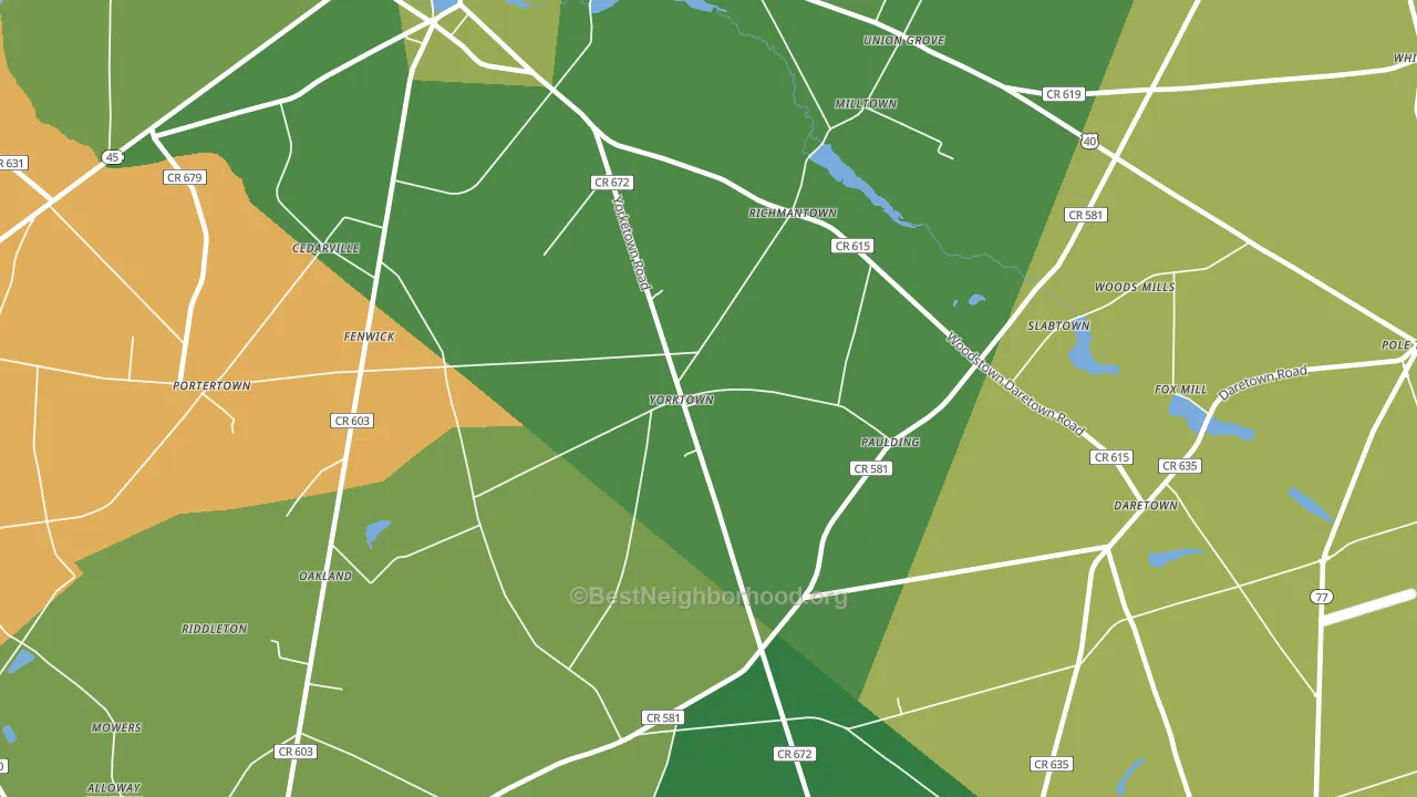 Yorktown, NJ block-group voter-turnout map