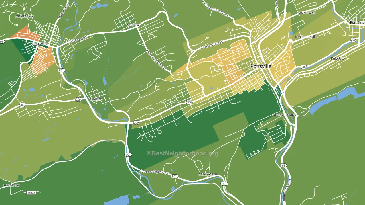 Yorkville, Pottsville, PA block-group voter-turnout map