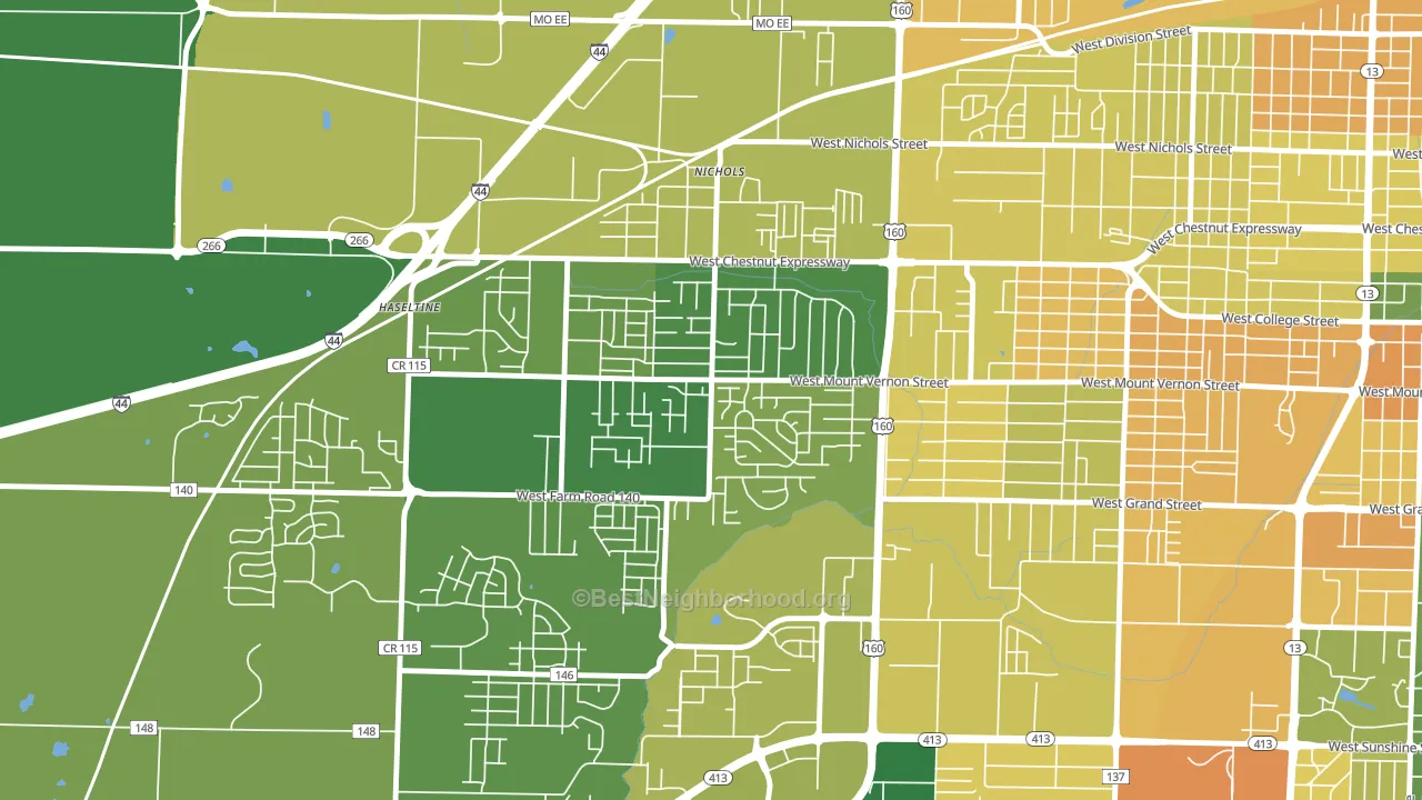 Young-Lilly, Springfield, MO block-group voter-turnout map