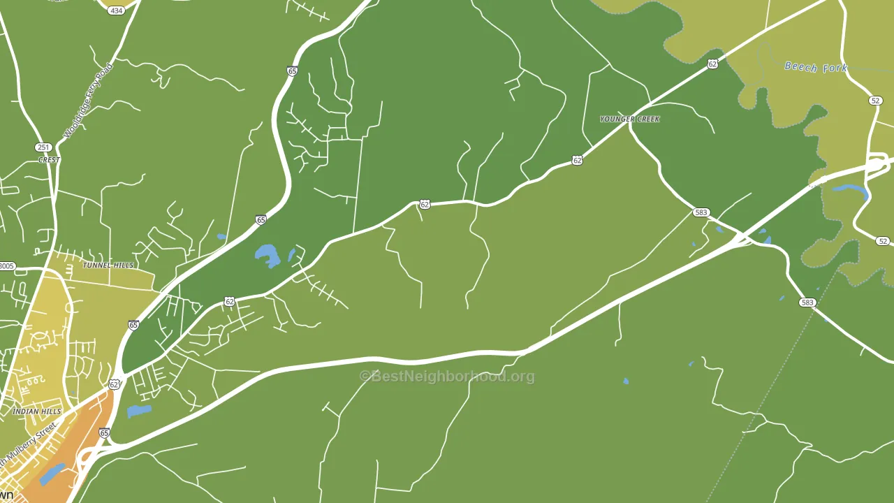 Younger Creek, KY block-group voter-turnout map