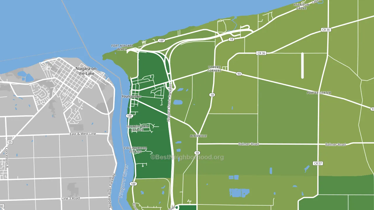 Youngstown, NY block-group voter-turnout map