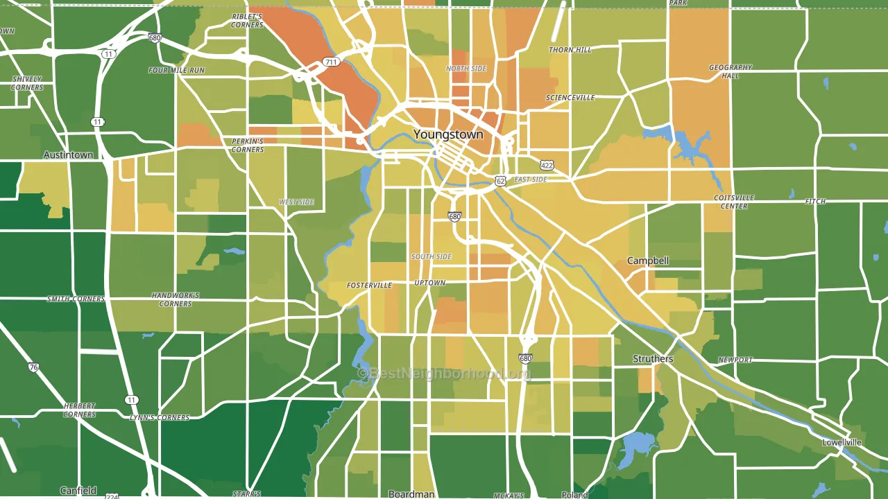 Youngstown, OH block-group voter-turnout map