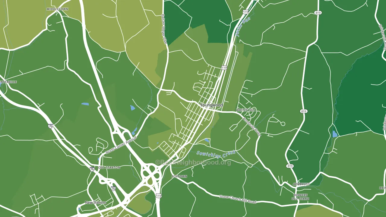 Youngwood, PA block-group voter-turnout map