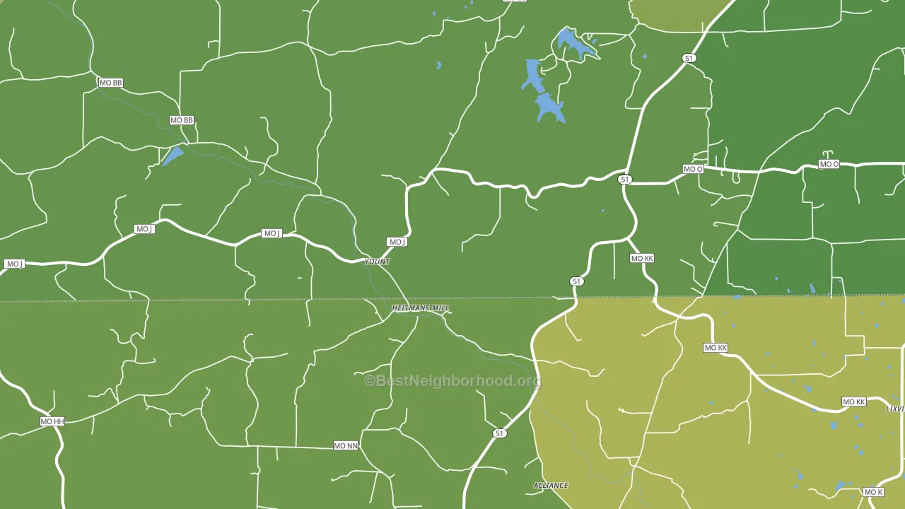 Yount, MO block-group voter-turnout map