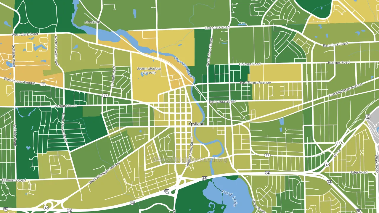 Ypsilanti Historic District, Ypsilanti, MI block-group voter-turnout map