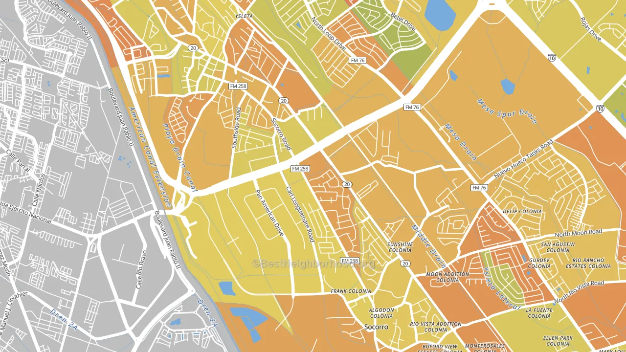 Ysleta Mission Valley, El Paso, TX block-group voter-turnout map