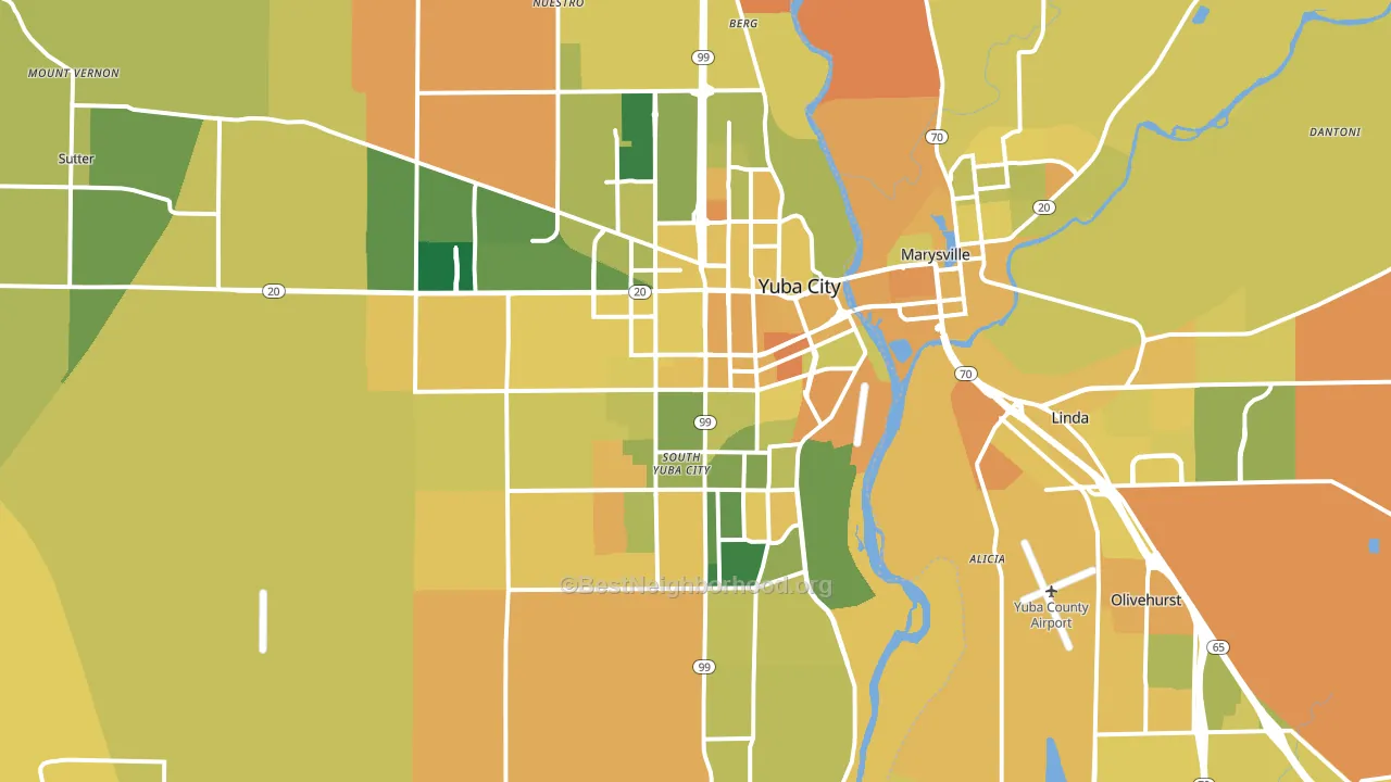 Yuba City, CA block-group voter-turnout map