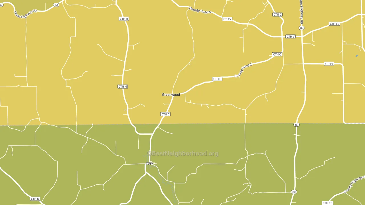 Yuba, WI block-group voter-turnout map