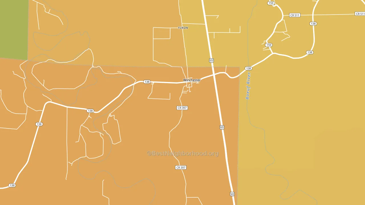 Yukon, AR block-group voter-turnout map