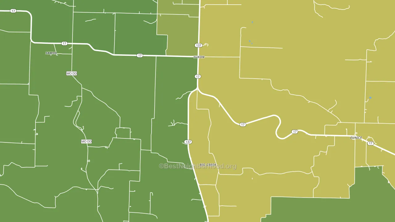 Yukon, MO block-group voter-turnout map