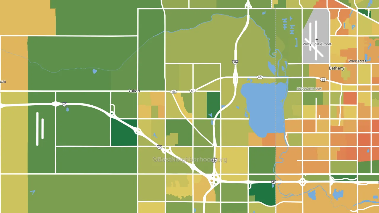 Yukon, OK block-group voter-turnout map