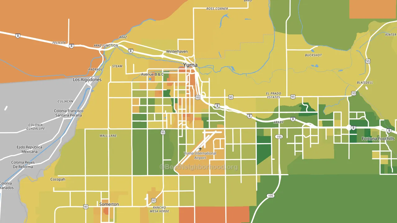Yuma, AZ block-group voter-turnout map