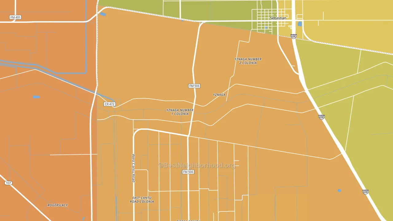 Yznaga, TX block-group voter-turnout map