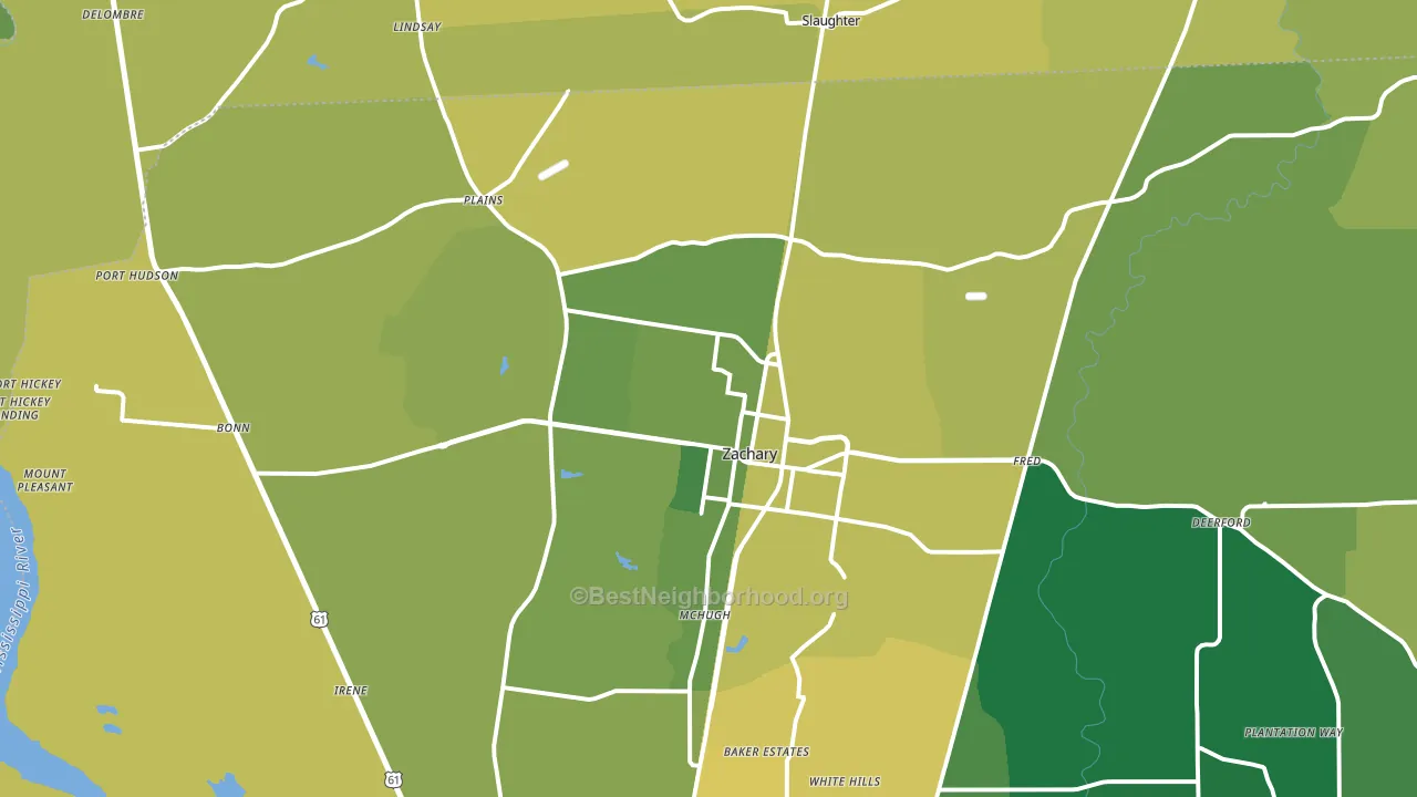 Zachary, LA block-group voter-turnout map