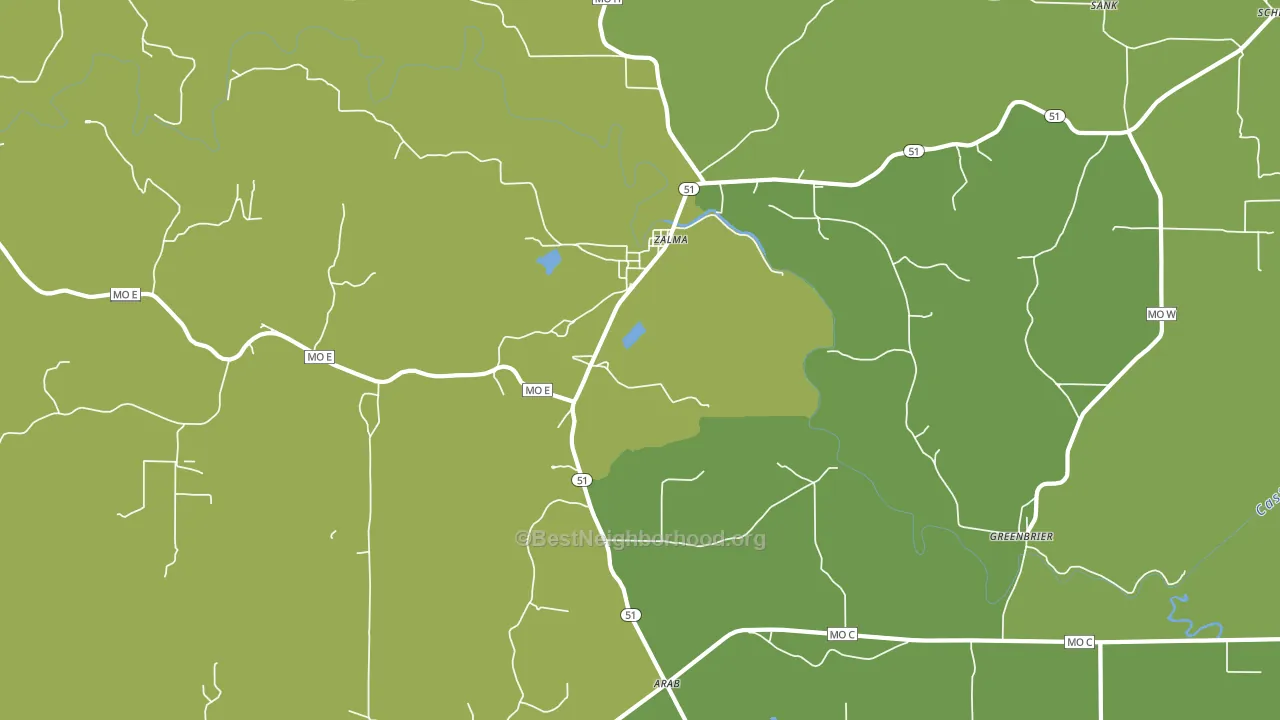 Zalma, MO block-group voter-turnout map