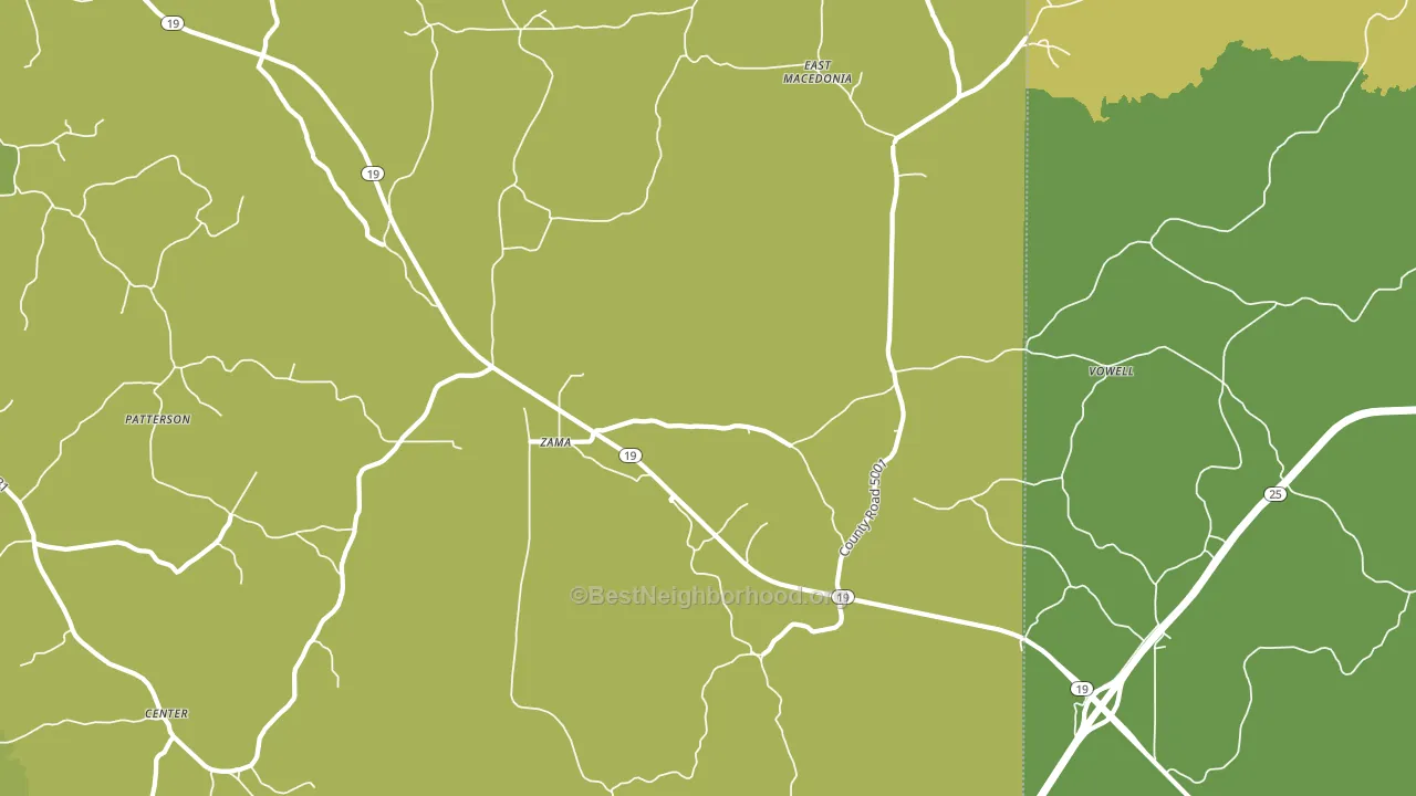 Zama, MS block-group voter-turnout map