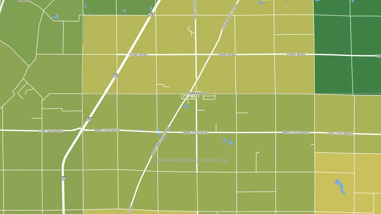 Zanesville, IN block-group voter-turnout map