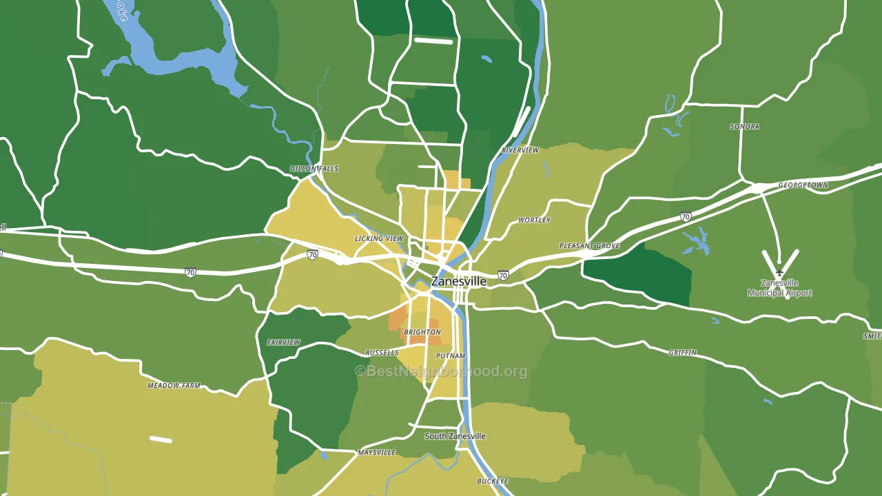 Zanesville, OH block-group voter-turnout map