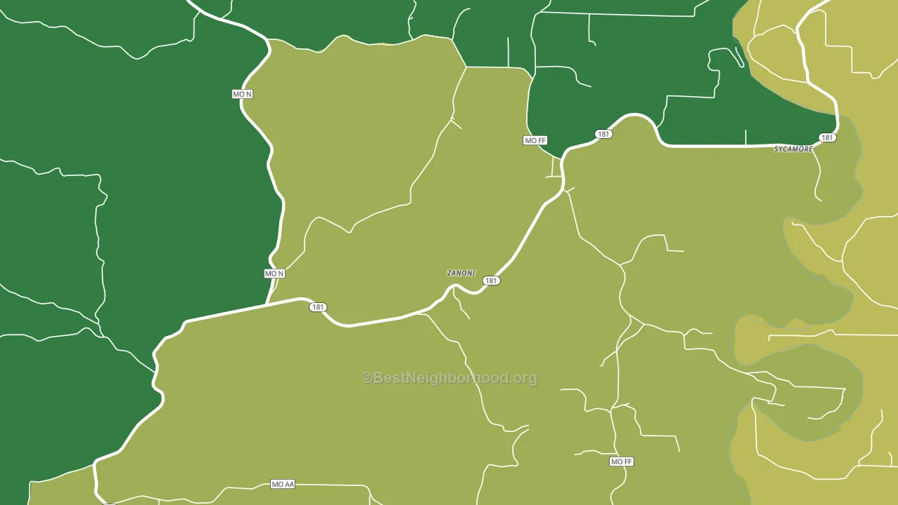 Zanoni, MO block-group voter-turnout map