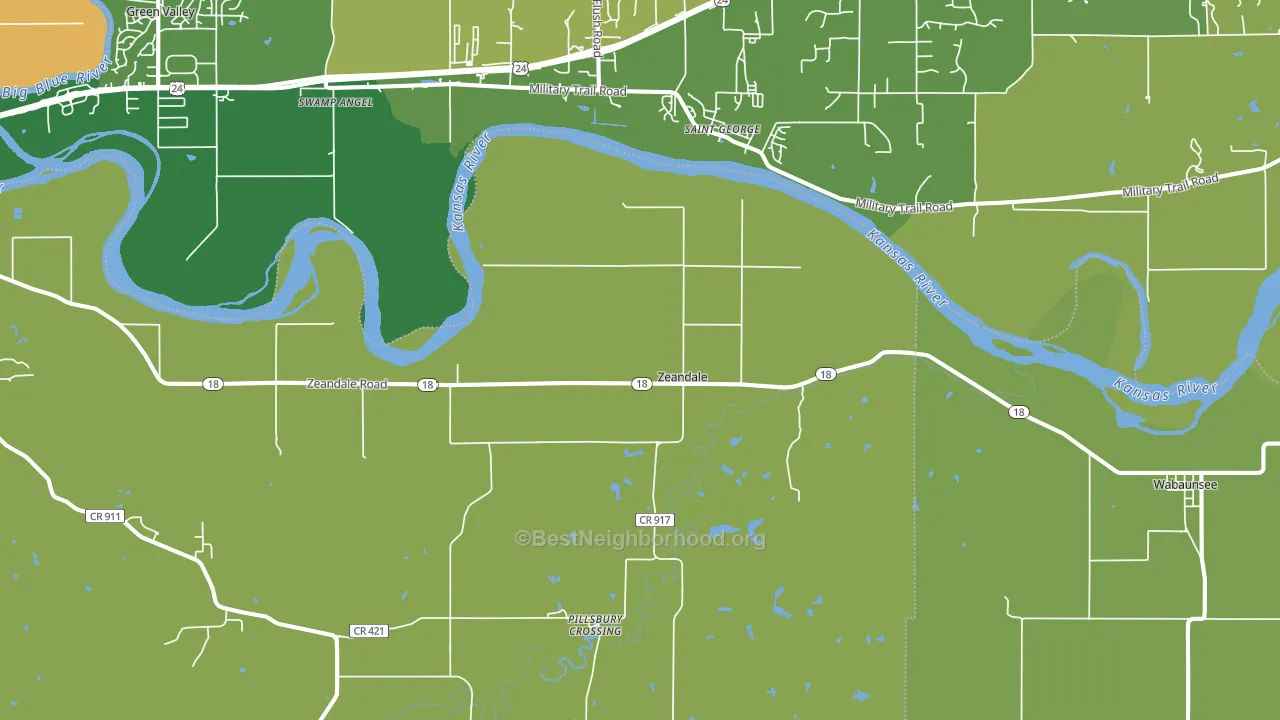 Zeandale, KS block-group voter-turnout map