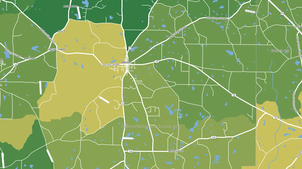 Zebulon, GA block-group voter-turnout map
