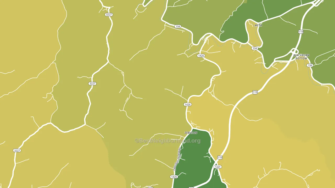 Zebulon, KY block-group voter-turnout map