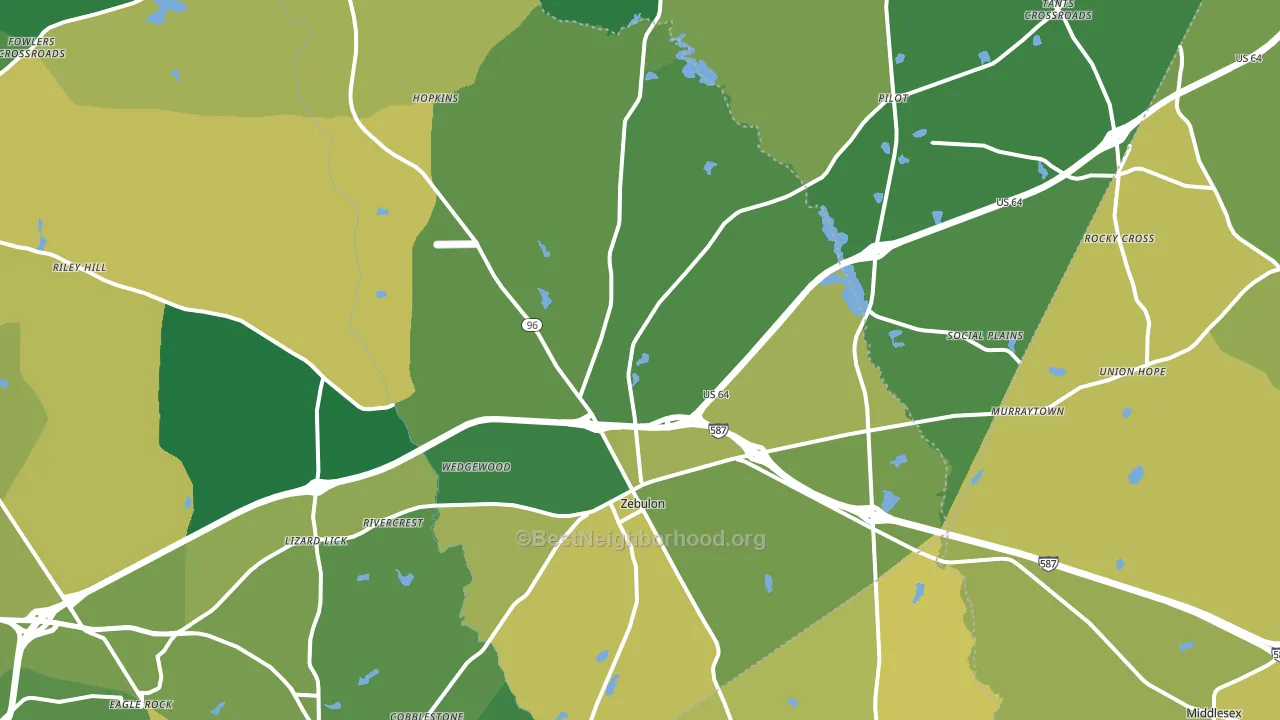 Zebulon, NC block-group voter-turnout map