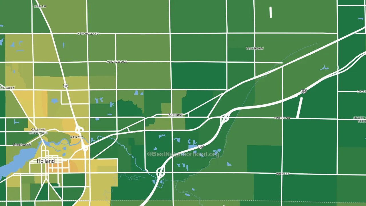 Zeeland, MI block-group voter-turnout map