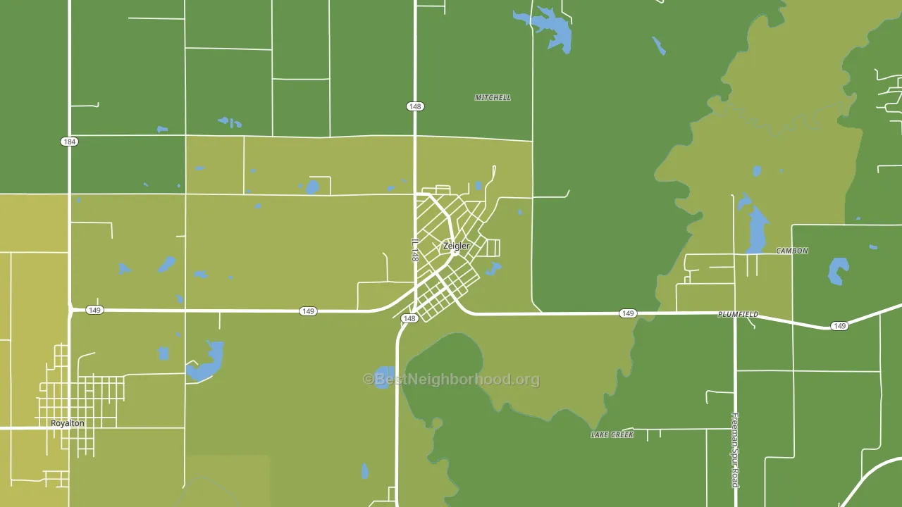 Zeigler, IL block-group voter-turnout map
