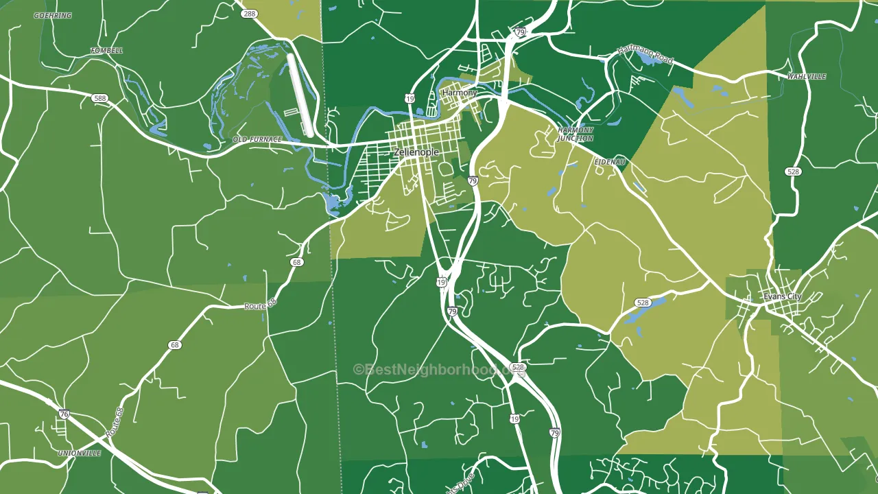 Zelienople, PA block-group voter-turnout map