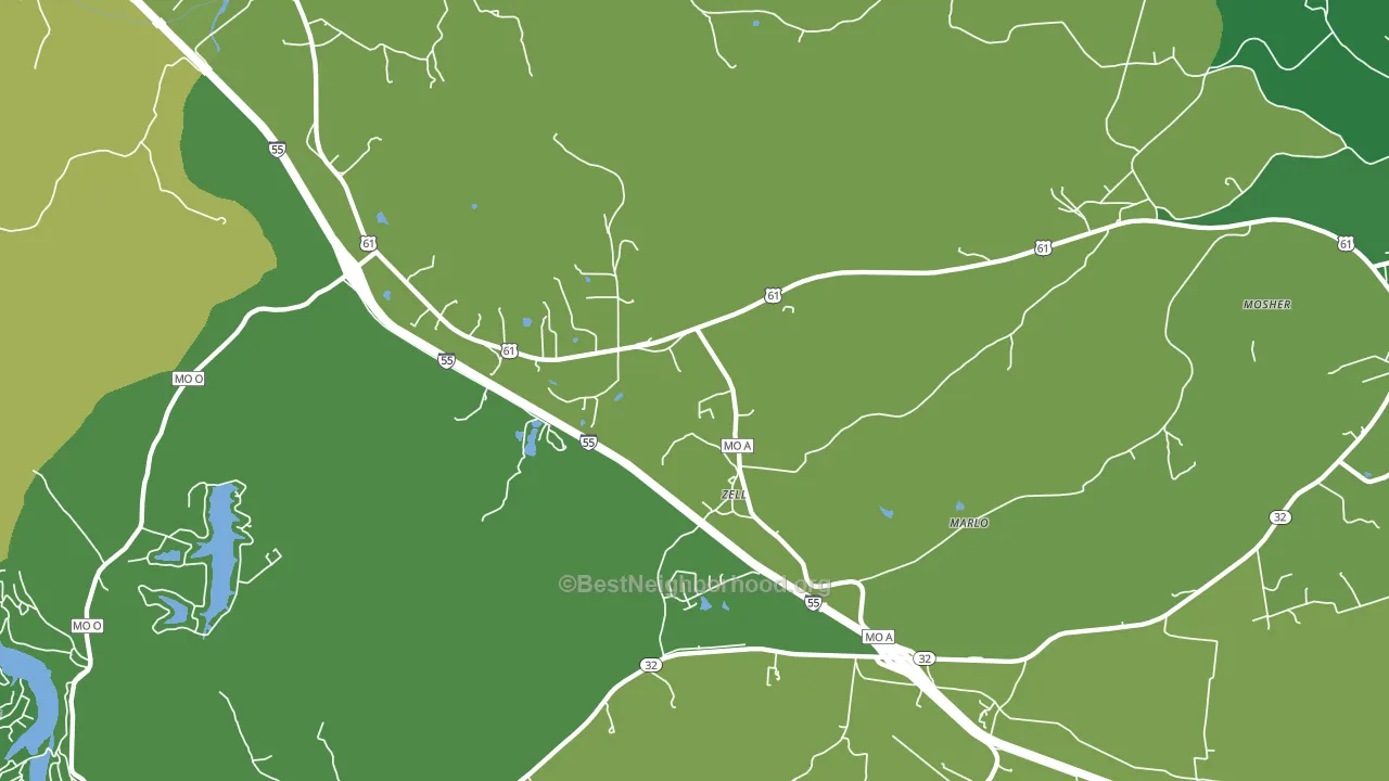 Zell, MO block-group voter-turnout map