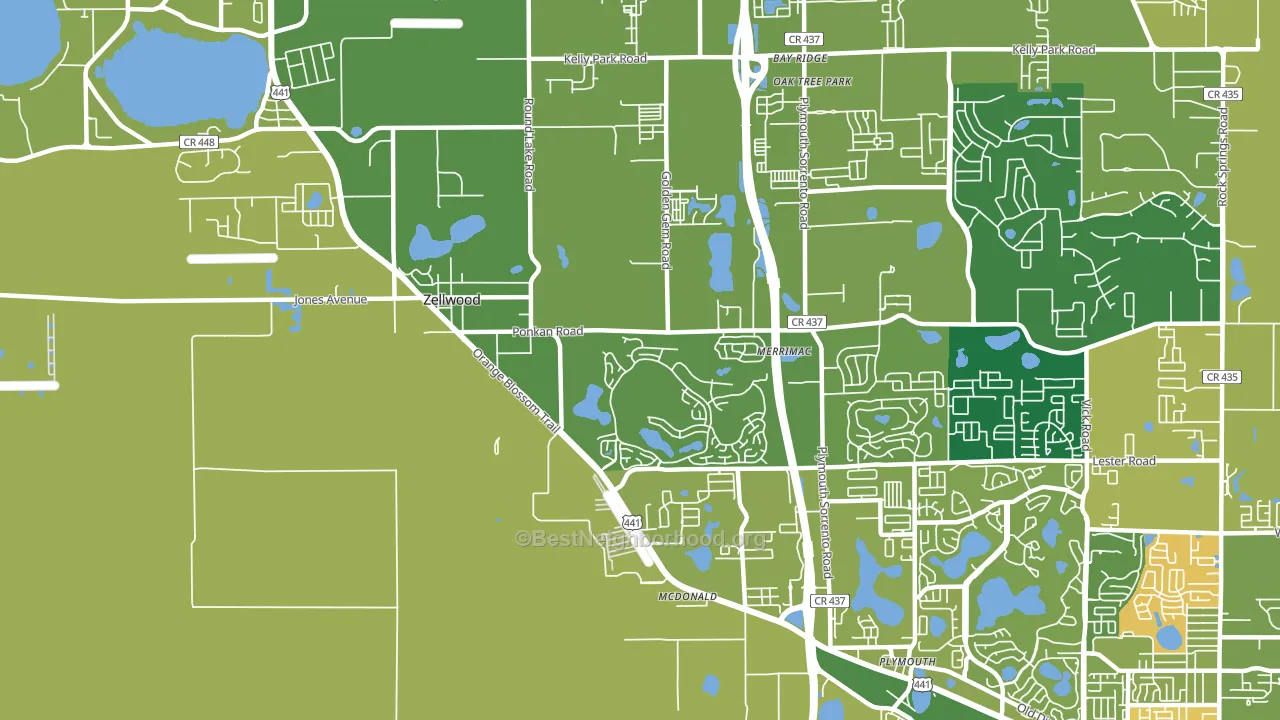 Zellwood, FL block-group voter-turnout map