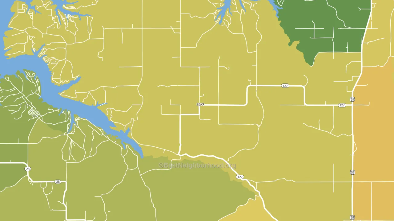 Zena, OK block-group voter-turnout map