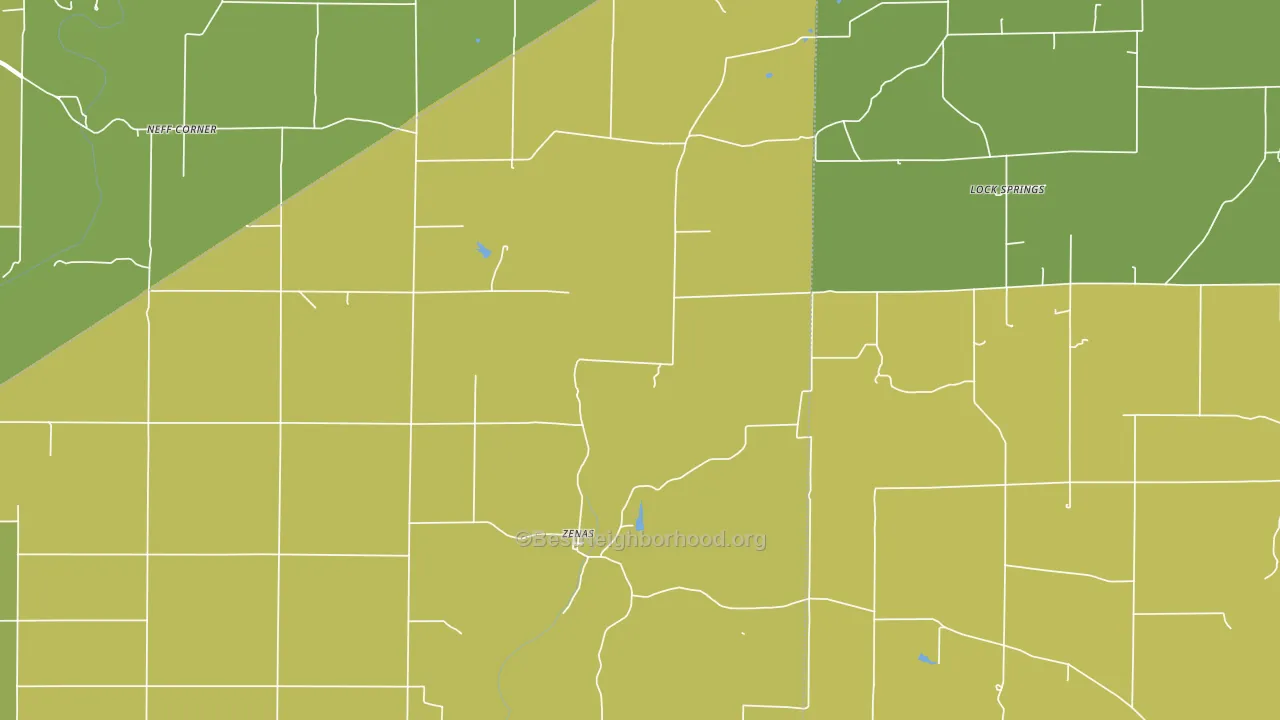 Zenas, IN block-group voter-turnout map