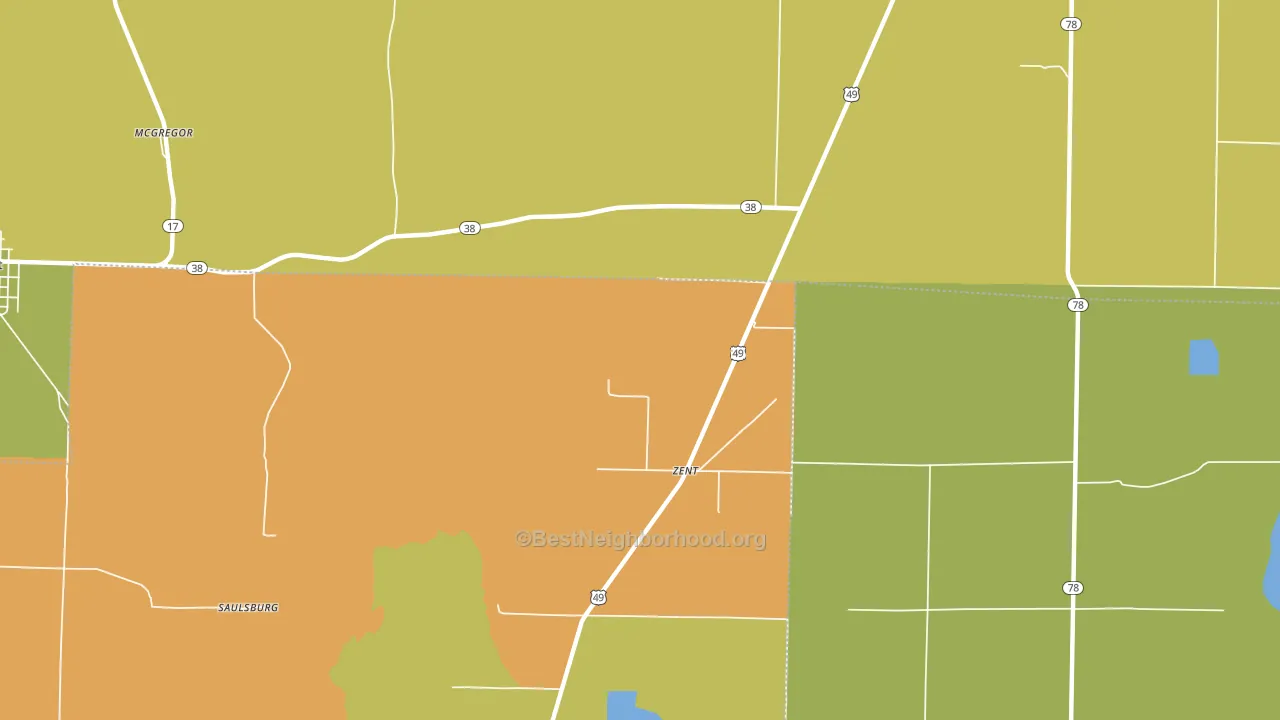 Zent, AR block-group voter-turnout map