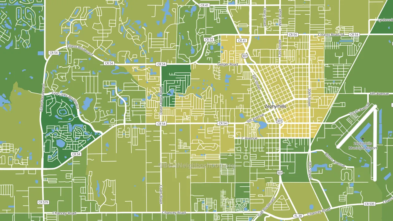 Zephyrhills West, FL block-group voter-turnout map