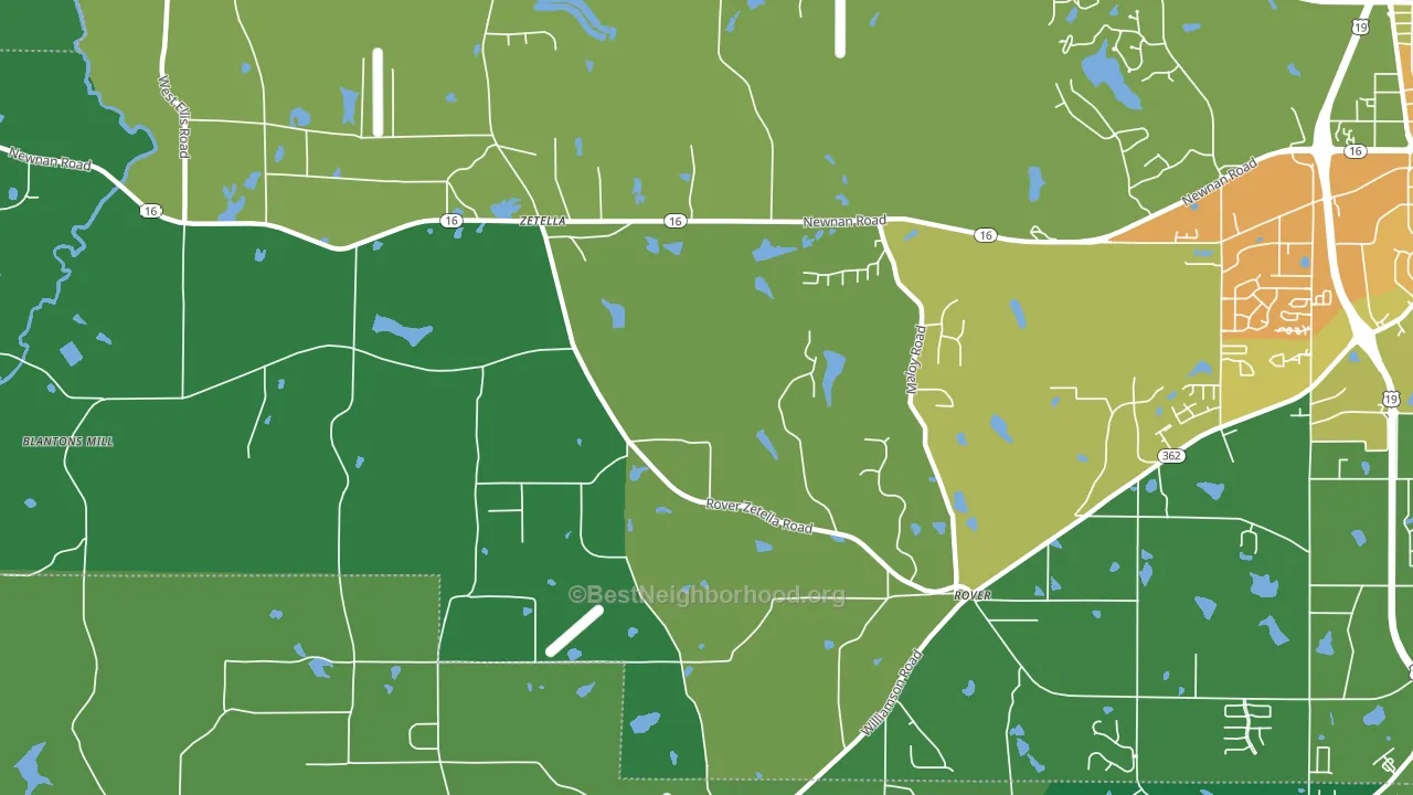 Zetella, GA block-group voter-turnout map