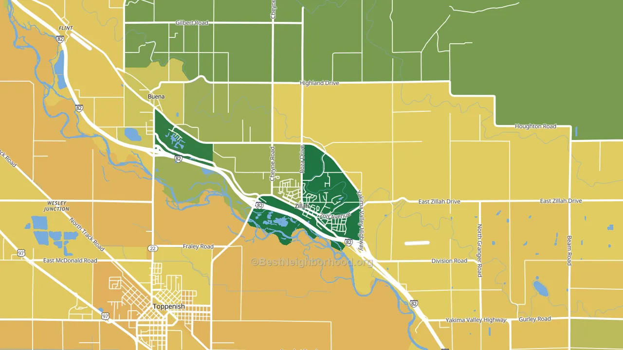 Zillah, WA block-group voter-turnout map