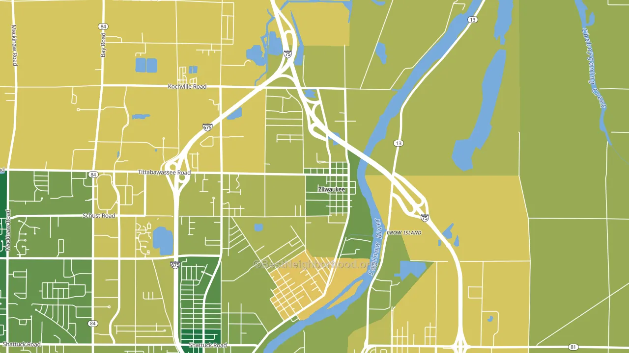 Zilwaukee, MI block-group voter-turnout map