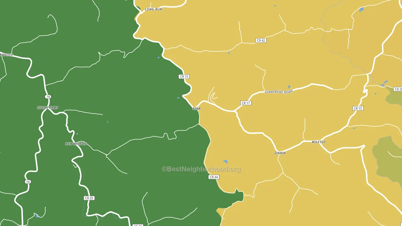Zinnia, WV block-group voter-turnout map