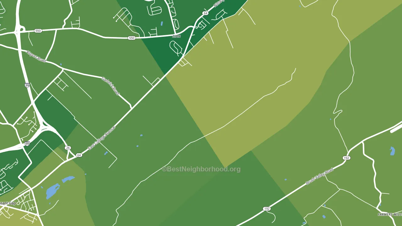 Zion, PA block-group voter-turnout map