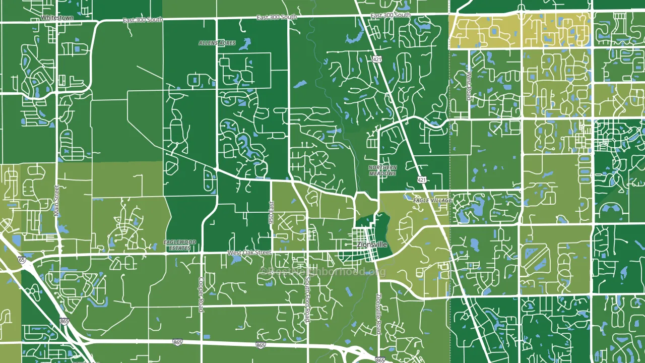 Zionsville, IN block-group voter-turnout map