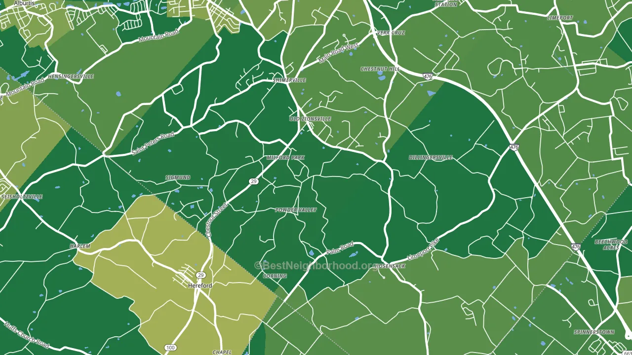 Zionsville, PA block-group voter-turnout map